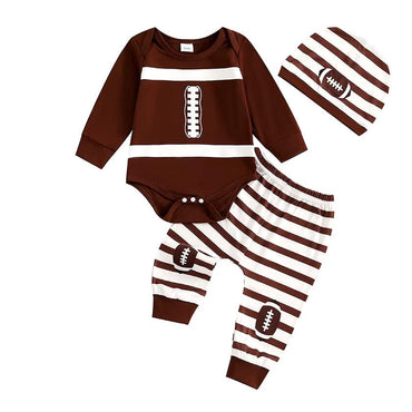 Long Sleeve Striped Football Baby Set   