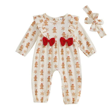 Gingerbread Bows Baby Jumpsuit   