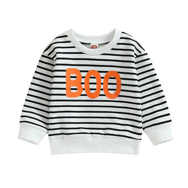 Striped Boo Baby Sweatshirt sweatshirt The Trendy Toddlers 