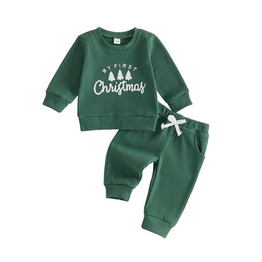 Long Sleeve First Christmas Waffle Baby Set Sets The Trendy Toddlers 