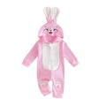 Long Sleeve Zipper Hooded Bunny Baby Jumpsuit Pink 0-3 M