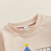 Long Sleeve Birthday Fire Truck Baby Set