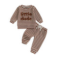 Long Sleeve Little Dude Striped Baby Set Brown 3-6 M