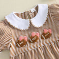 Puff Sleeve Football Collar Striped Baby Romper Rompers The Trendy Toddlers 