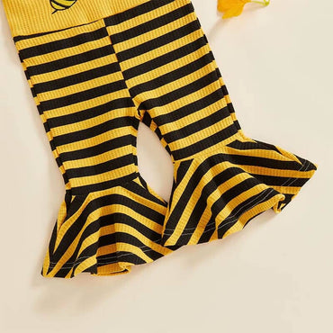 Striped Bee Straps Toddler Jumpsuit