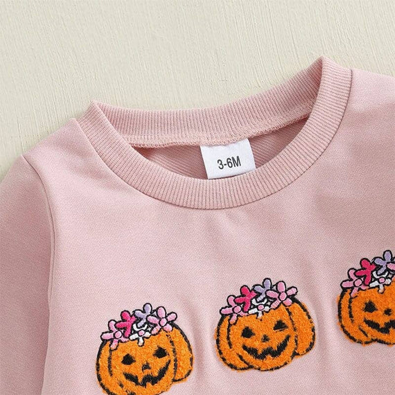 Long Sleeve Floral Pumpkin Flared Baby Set