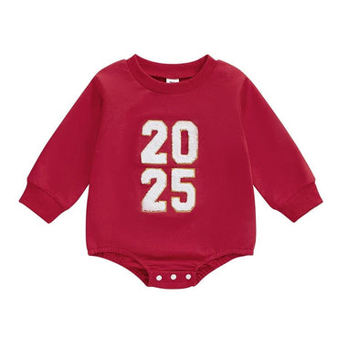 Long Sleeve New Year Baby Bodysuit Red 0-3 M 