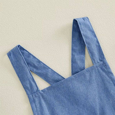 Solid Denim Ruffled Baby Romper