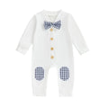 Long Sleeve Gentleman Baby Jumpsuit White 0-3 M