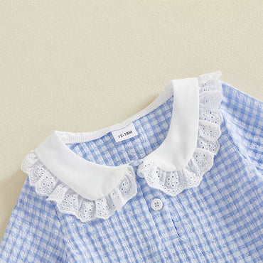Long Sleeve Lace Collar Skirt Toddler Set