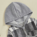 Gray Hooded Plaid Zip-Up Toddler Jacket   