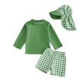 Long Sleeve Plaid Toddler Swimsuit Green 9-12 M