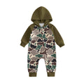 Long Sleeve Hooded Camo Zipped Baby Jumpsuit