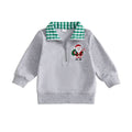 Christmas Gingham Collar Toddler Sweatshirt sweatshirt The Trendy Toddlers Gray 9-12 M 