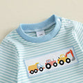 Construction Vehicle Striped Baby Jumpsuit Jumpsuit The Trendy Toddlers 