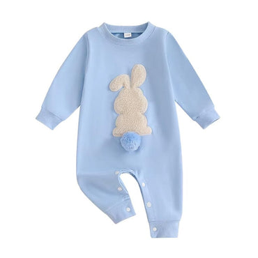 Long Sleeve Easter Bunny Baby Jumpsuit Blue 0-3 M