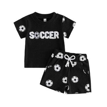 Soccer Game Day Baby Set Sets The Trendy Toddlers Black 3-6 M 