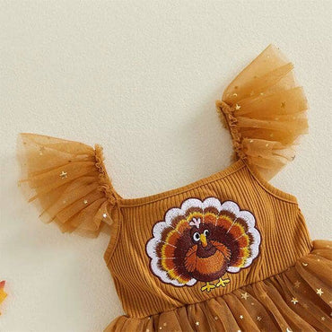 Fly Sleeve Thanksgiving Tulle Toddler Dress Dresses The Trendy Toddlers 