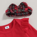 Long Sleeve Red Plaid Deer Baby Set Holiday The Trendy Toddlers 