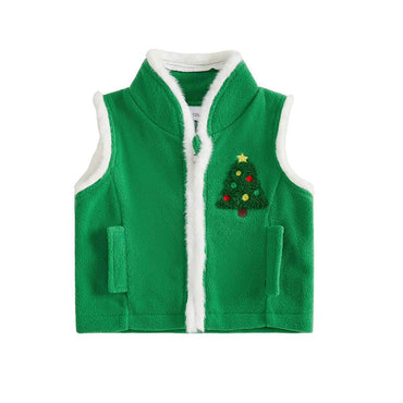 Christmas Fleece Toddler Vest Vest The Trendy Toddlers Green 9-12 M 