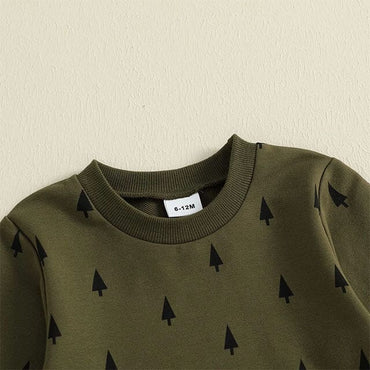Long Sleeve Green Christmas Tree Toddler Set