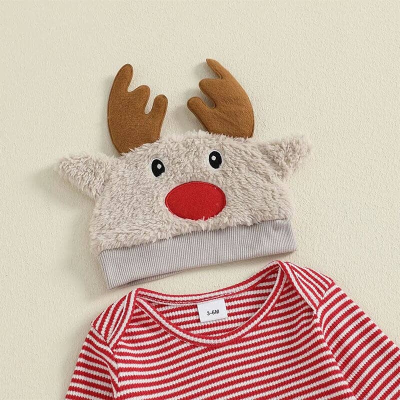 Unisex Baby Long Sleeve Christmas Striped Reindeer Plush Costume The unisex-baby-long-sleeve-christmas-striped-reindeer-plush-costume-the