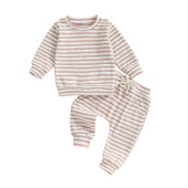 Long Sleeve Striped Pants Baby Set Pink 3-6 M