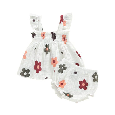 Sleeveless Ruffled Floral Baby Set
