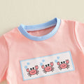 Short Sleeve Crab Striped Shorts Toddler Set