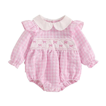 Long Sleeve Collar Valentine's Day Romper Pink 0-3 M