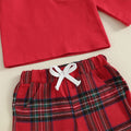 Long Sleeve Collar Plaid Pants Toddler Set