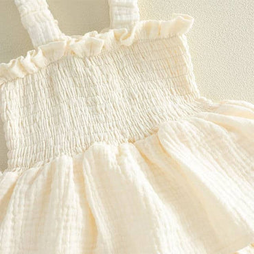 Sleeveless Solid Smocked Baby Romper