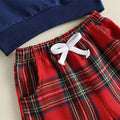 Long Sleeve Christmas Train Plaid Pants Toddler Set