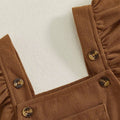 Fly Sleeve Solid Corduroy Ruffled Toddler Dress