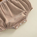 Puff Sleeve Football Collar Striped Baby Romper Rompers The Trendy Toddlers 