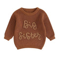 Big Sister Knitted Toddler Sweater Brown 12-18 M 