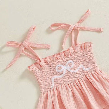 Smocked Peplum Top Bow Baby Set