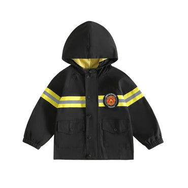 Firefighter Hooded Toddler Jacket Black 2T