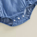 Solid Denim Ruffled Baby Romper
