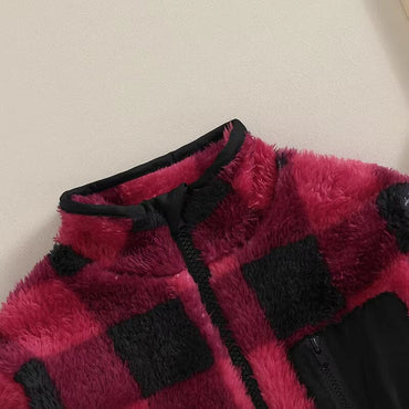 Plaid Zipper Toddler Jacket   