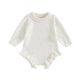 Long Sleeve Solid Knit Baby Romper Rompers The Trendy Toddlers White 0-3 M 