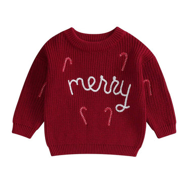 Merry Christmas Knitted Baby Sweater Red 0-3 M 