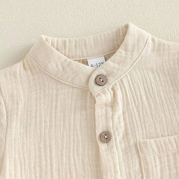 Short Sleeve Solid Linen Baby Set