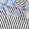 Short Sleeve Striped Collar Toddler Set