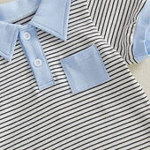 Short Sleeve Striped Collar Toddler Set