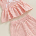 Smocked Peplum Top Bow Baby Set