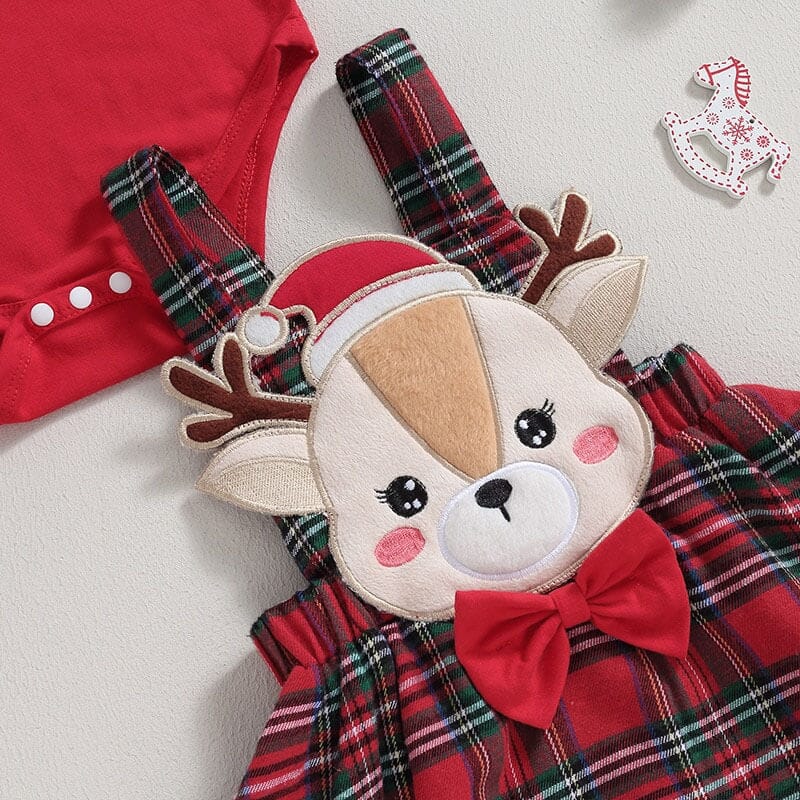 Long Sleeve Red Plaid Deer Baby Set Holiday The Trendy Toddlers 