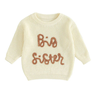 Big Sister Knitted Toddler Sweater Beige 12-18 M 