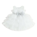 Sparkly Silver Bow Tulle Toddler Dress White 2T 