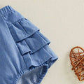Solid Denim Ruffled Baby Romper